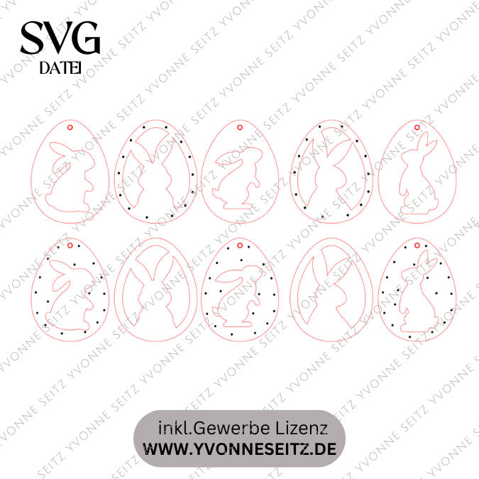 SVG Laser Datei Osteranhänger Ostereianhänger Ostereier Osterhasen Anhänger Geschankanhänger Osterdeko Lasercut – Bild 2