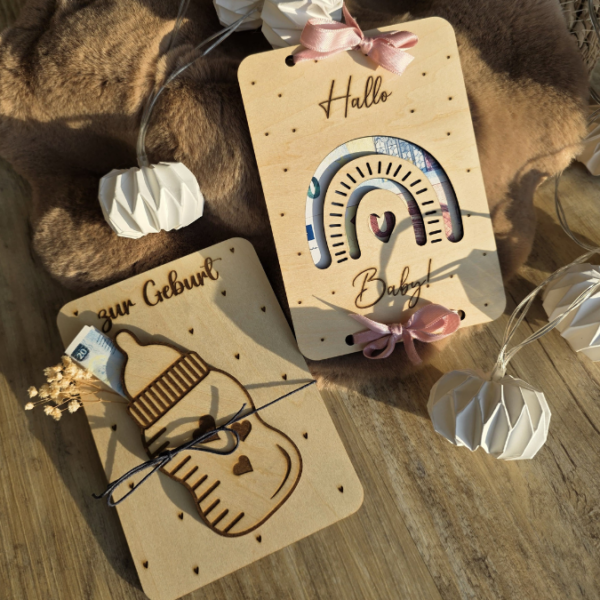 SVG Laser Datei Geburt Geldgeschenk Verpackung für Geld 4 Designs Hallo Baby Geldkarten Gutscheinkarten Laserdatei – Bild 5