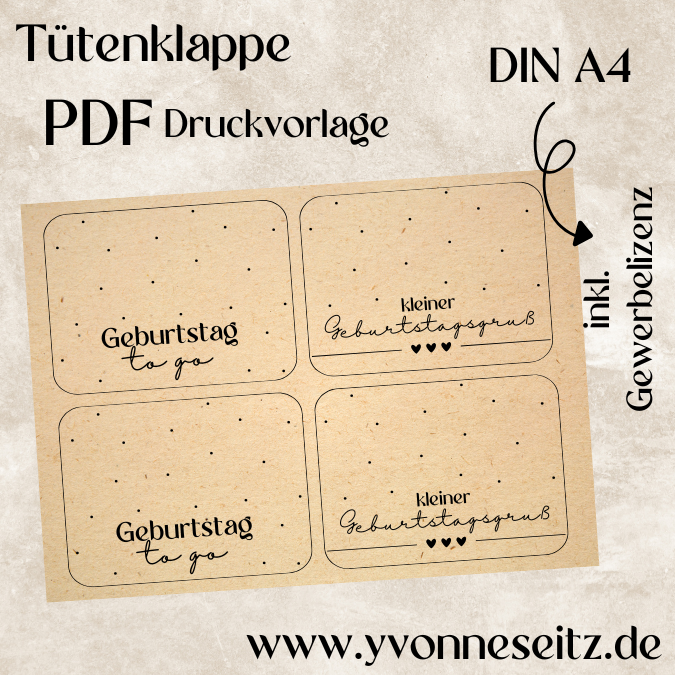 Tütenklappe Verschluss für Tüten PRINT DRUCKVORLAGE PDF Verpackung für Kleinigkeiten 2 Designs Geburtstag to go Printable PDF Datei zum selber drucken