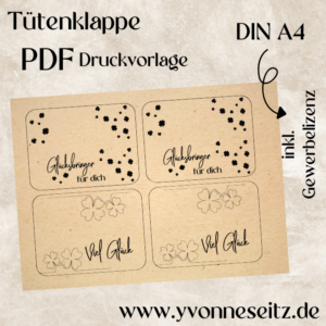 Tütenklappe Verschluss für Tüten PRINT DRUCKVORLAGE PDF Verpackung für Kleinigkeiten 2 Designs - Glücksbringer- Printable PDF Datei zum selber drucken