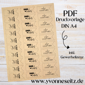 PRINT DRUCKVORLAGE PDF Geschenkanhänger 2 Designs - Good vibes Only - Printable PDF-Datei zum selber drucken