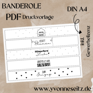 PRINT DRUCKVORLAGE PDF Banderolen 5 Designs - Häuschenliebe - Printable PDF-Datei zum selber drucken