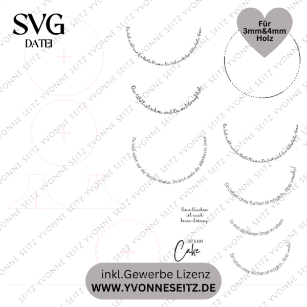 SVG Laser Datei - 3mm 4mm Ständer für Muffins Cupcakes Kuchenplatte Tortenplatte Kuchenständer Laserdatei – Bild 2