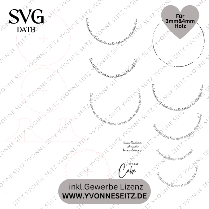 SVG Laser Datei - 3mm 4mm Ständer für Muffins Cupcakes Kuchenplatte Tortenplatte Kuchenständer Laserdatei – Bild 2