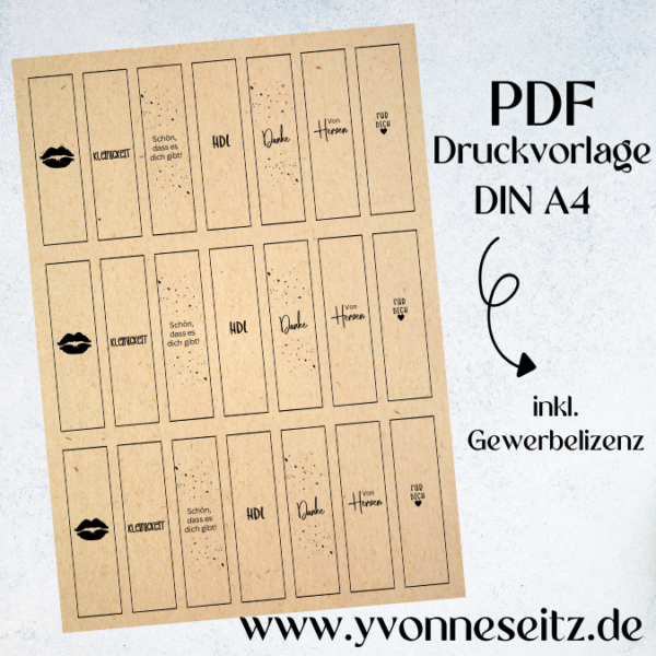 Banderole für Küsschen 7 Designs PRINT DRUCKVORLAGE PDF Geschenkidee Printable PDF Datei zum selber drucken