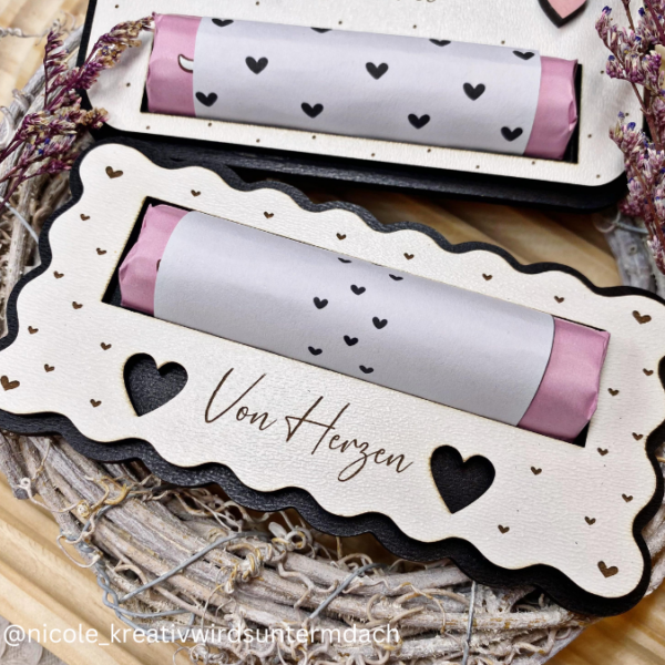 8 Designs verschiedene Anlässe Halter für Schokoriegel wie zb Merci, Kinderschokolade, Yogurette als Gastgeschenk kleines Mitbringsel SVG Laser Datei – Bild 9