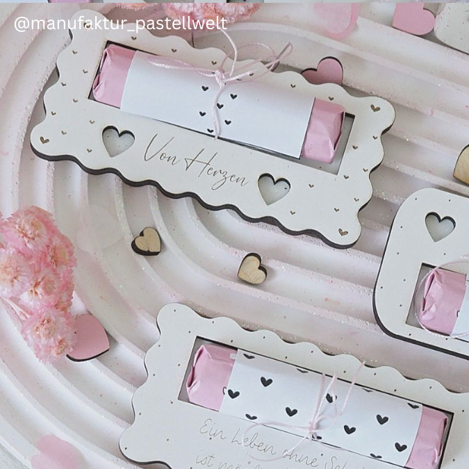 8 Designs verschiedene Anlässe Halter für Schokoriegel wie zb Merci, Kinderschokolade, Yogurette als Gastgeschenk kleines Mitbringsel SVG Laser Datei – Bild 22