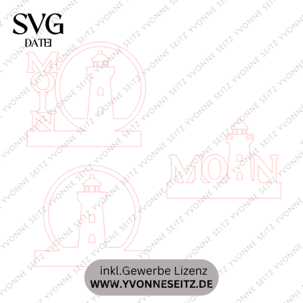SVG Laser Datei Schriftzug für Klötzchen Easy Sticks MOIN Leuchtturm Heimathafen 3 Designs Lasercut – Bild 2