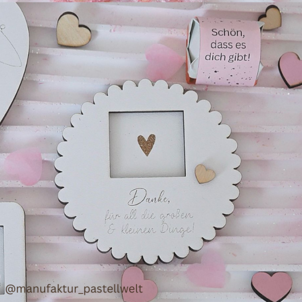 9 Designs verschiedene Anlässe Halter für Küsschen Schokolade als Gastgeschenk kleines Mitbringsel Dankeschön Gute Besserung Freundin Freunde SVG Laser Datei – Bild 10