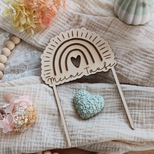 SVG Laser Datei Caketopper Pflanzenstecker zur Taufe Regenbogen 5 Stück Kirche Glaube SVG Datei – Bild 9