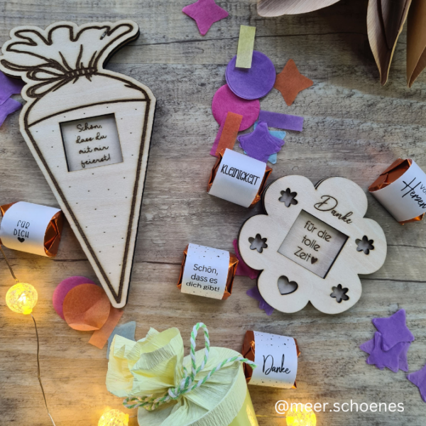 4 Designs Kindergarten Abschied und Einschulung Erzieherin Halter für Küsschen Schokolade als Gastgeschenk Dankeschön SVG Laser Datei – Bild 11