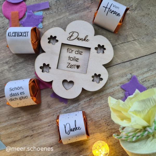 4 Designs Kindergarten Abschied und Einschulung Erzieherin Halter für Küsschen Schokolade als Gastgeschenk Dankeschön SVG Laser Datei – Bild 9