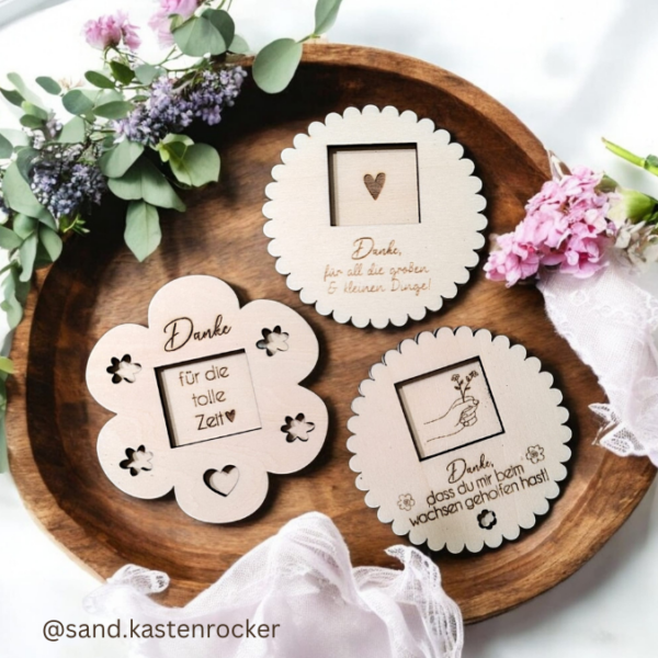 4 Designs Kindergarten Abschied und Einschulung Erzieherin Halter für Küsschen Schokolade als Gastgeschenk Dankeschön SVG Laser Datei – Bild 3