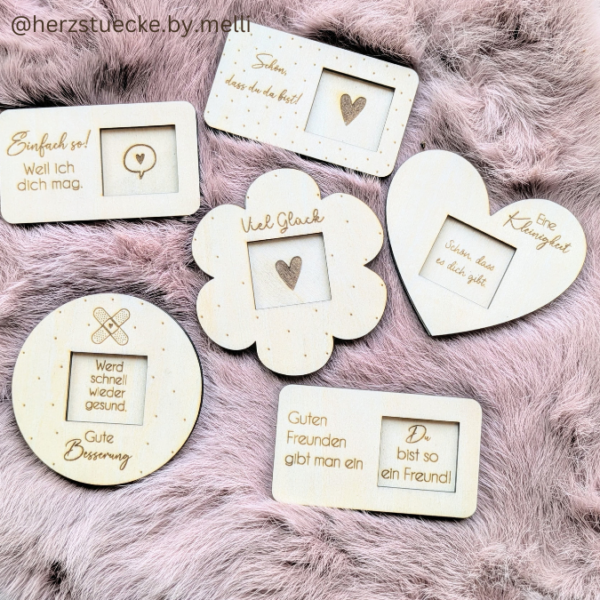 9 Designs verschiedene Anlässe Halter für Küsschen Schokolade als Gastgeschenk kleines Mitbringsel Dankeschön Gute Besserung Freundin Freunde SVG Laser Datei – Bild 24