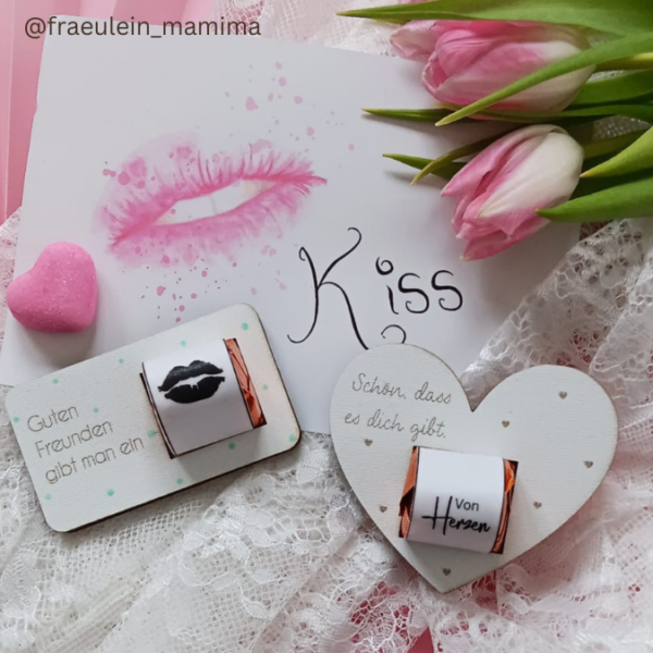 9 Designs verschiedene Anlässe Halter für Küsschen Schokolade als Gastgeschenk kleines Mitbringsel Dankeschön Gute Besserung Freundin Freunde SVG Laser Datei – Bild 23
