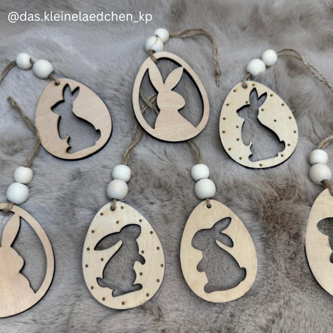 SVG Laser Datei Osteranhänger Ostereianhänger Ostereier Osterhasen Anhänger Geschankanhänger Osterdeko Lasercut – Bild 10