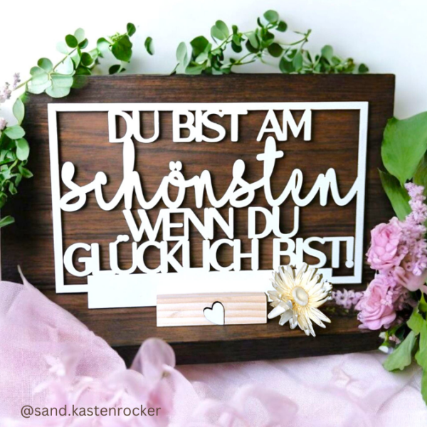 SVG Laser Datei Schriftzug für Klötzchen Klötzchen Rahmen Easy Sticks Du bist am schönsten wenn du glücklich bist 3 Designs Lasercut – Bild 3