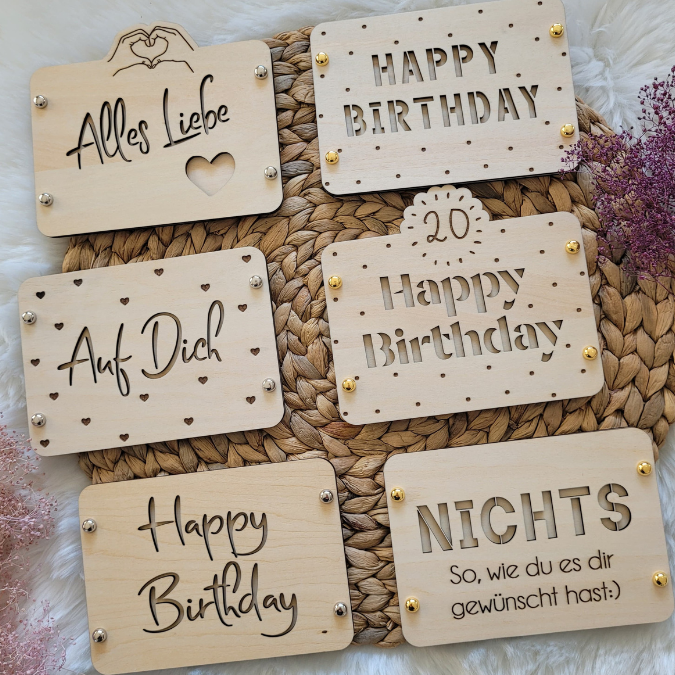 SVG Laser Datei Geburtstag Geldgeschenk Verpackung für Geld Geldkarten Gutscheinkarten Laserdatei – Bild 4