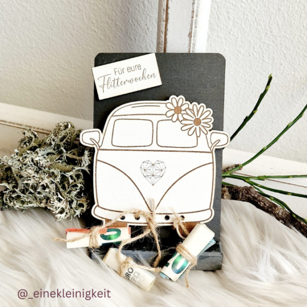 SVG Laser Datei - 3mm 4mm Hochzeitsauto Bulli Bus für Blumen oder Geldgeschenk Geschenkbox Hochzeitsgeschenk Hochzeit Flitterwochen Reiselust Laserdatei – Bild 22