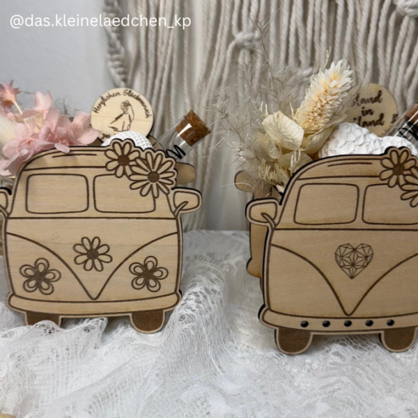 SVG Laser Datei - 3mm 4mm Hochzeitsauto Bulli Bus für Blumen oder Geldgeschenk Geschenkbox Hochzeitsgeschenk Hochzeit Flitterwochen Reiselust Laserdatei – Bild 24