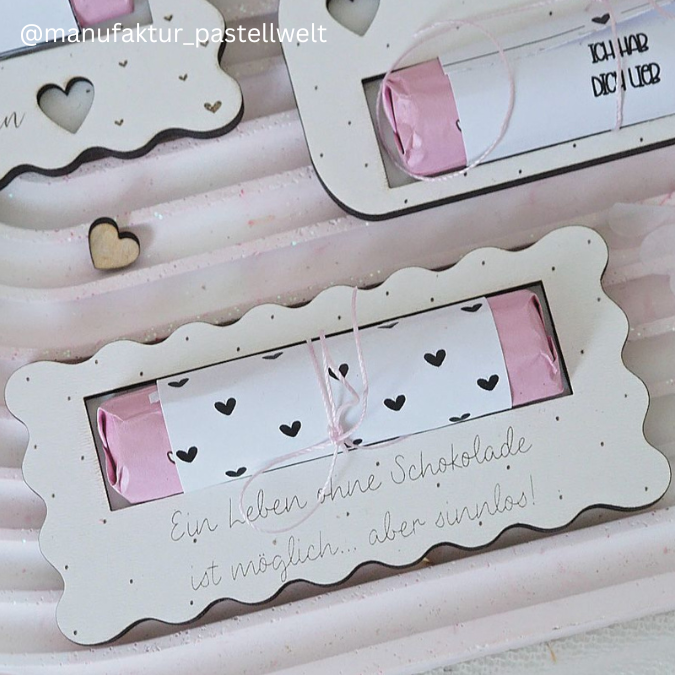 8 Designs verschiedene Anlässe Halter für Schokoriegel wie zb Merci, Kinderschokolade, Yogurette als Gastgeschenk kleines Mitbringsel SVG Laser Datei – Bild 20