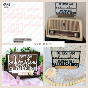 SVG Laser Datei Schriftzug für Klötzchen Klötzchen Rahmen Easy Sticks Du bist am schönsten wenn du glücklich bist 3 Designs Lasercut