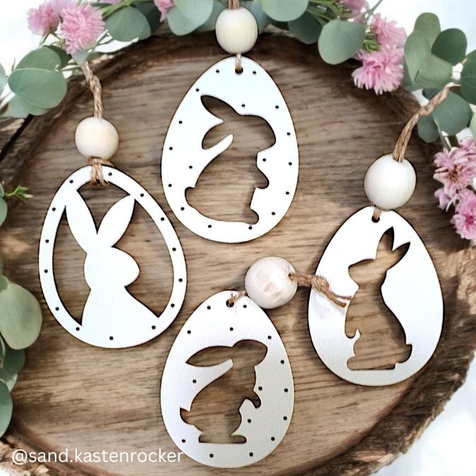 SVG Laser Datei Osteranhänger Ostereianhänger Ostereier Osterhasen Anhänger Geschankanhänger Osterdeko Lasercut – Bild 5