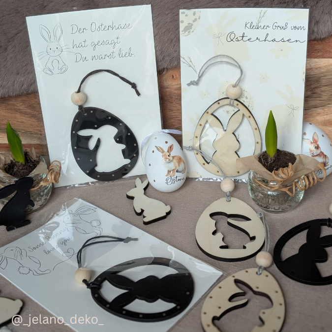 SVG Laser Datei Osteranhänger Ostereianhänger Ostereier Osterhasen Anhänger Geschankanhänger Osterdeko Lasercut – Bild 8