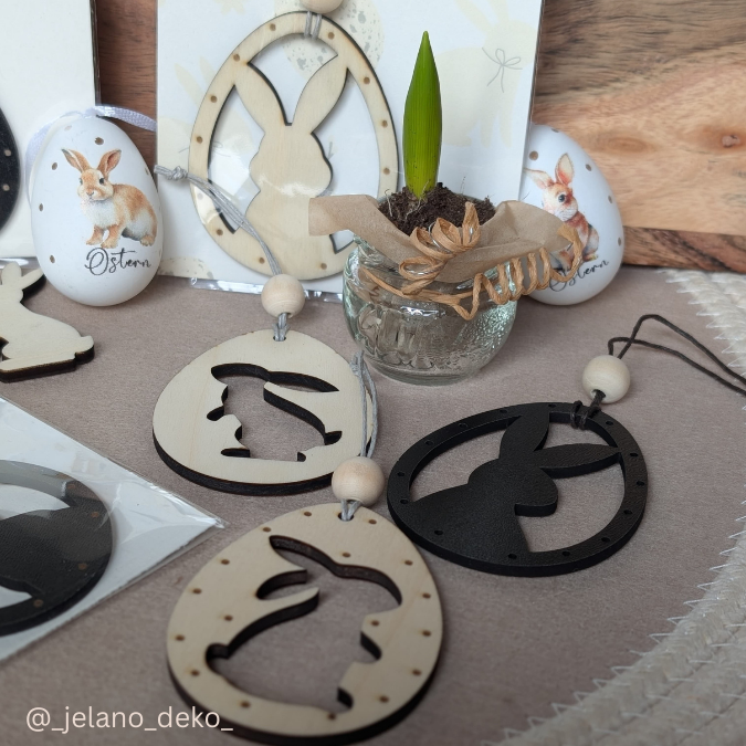 SVG Laser Datei Osteranhänger Ostereianhänger Ostereier Osterhasen Anhänger Geschankanhänger Osterdeko Lasercut – Bild 15