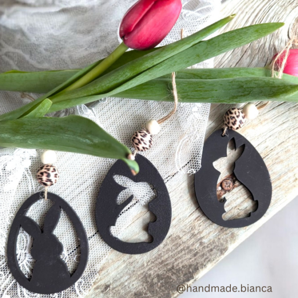 SVG Laser Datei Osteranhänger Ostereianhänger Ostereier Osterhasen Anhänger Geschankanhänger Osterdeko Lasercut – Bild 16