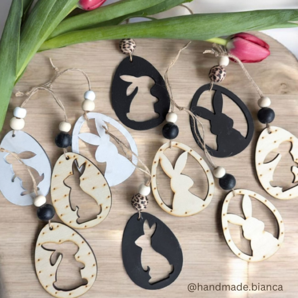 SVG Laser Datei Osteranhänger Ostereianhänger Ostereier Osterhasen Anhänger Geschankanhänger Osterdeko Lasercut – Bild 20