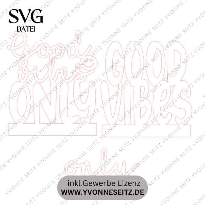 SVG Laser Datei Schriftzug für Klötzchen Easy Sticks Good vibes Only 2 Designs Lasercut – Bild 2