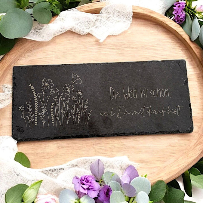 SVG Laser Datei Die Welt ist schön weil du mit drauf bist Blumenwiese Lineart Monoline singleline filigran Handgezeichnet SVG Datei – Bild 3