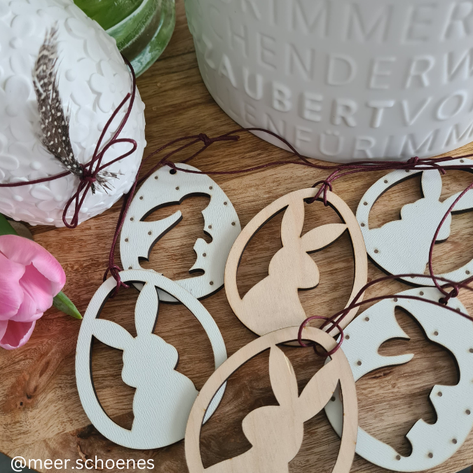 SVG Laser Datei Osteranhänger Ostereianhänger Ostereier Osterhasen Anhänger Geschankanhänger Osterdeko Lasercut – Bild 22