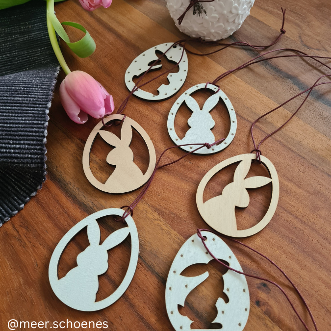 SVG Laser Datei Osteranhänger Ostereianhänger Ostereier Osterhasen Anhänger Geschankanhänger Osterdeko Lasercut – Bild 24