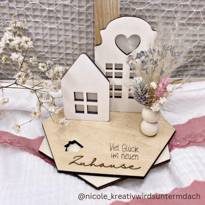 SVG Laser Datei - 3mm 4mm Häuschen Teller Aufsteller Dekoscheiben Geschenkscheiben mit Häuschen zum stecken Laserdatei – Bild 10