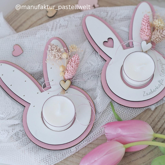 Laserdatei Ostern Teelichthalter Hasen und Eier Geschenkidee SVG Laser Datei – Bild 6