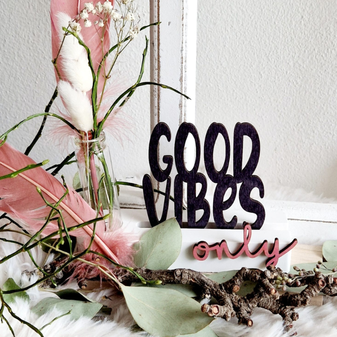 SVG Laser Datei Schriftzug für Klötzchen Easy Sticks Good vibes Only 2 Designs Lasercut – Bild 18