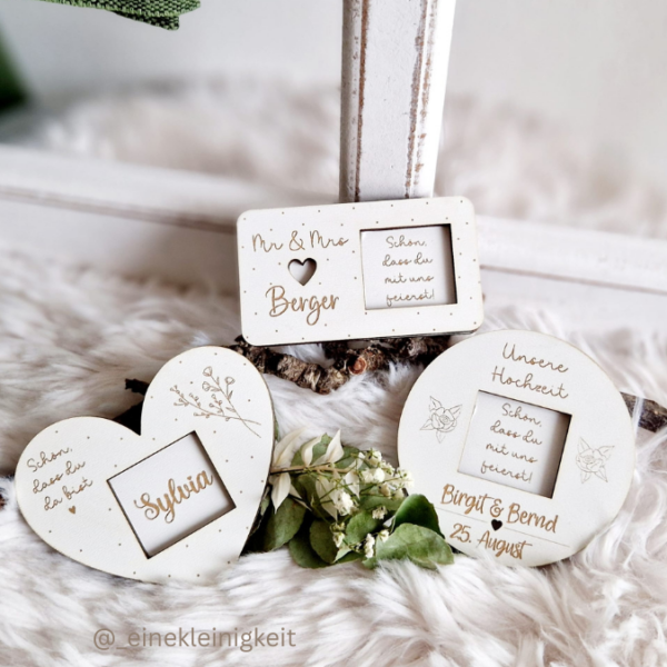 4 Designs Hochzeit Gastgeschenke Halter für Küsschen Schokolade als Gastgeschenk kleines Mitgebsel Dankeschön Tischkarten Namenskarten SVG Laser Datei – Bild 5