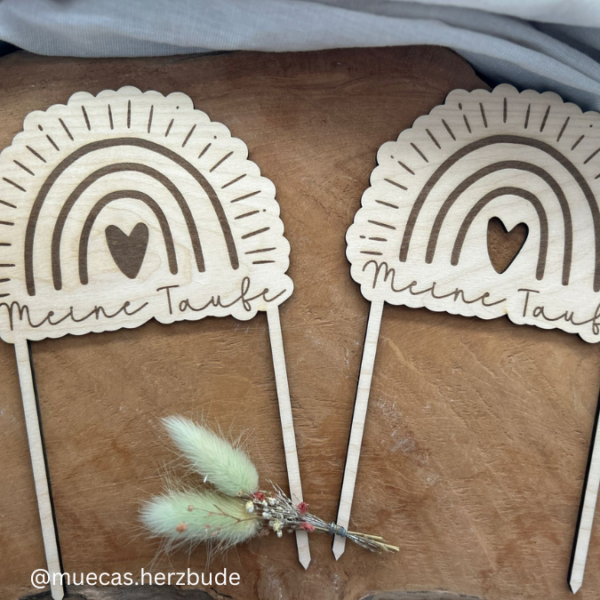 SVG Laser Datei Caketopper Pflanzenstecker zur Taufe Regenbogen 5 Stück Kirche Glaube SVG Datei – Bild 2