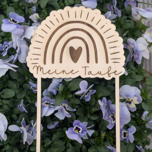 SVG Laser Datei Caketopper Pflanzenstecker zur Taufe Regenbogen 5 Stück Kirche Glaube SVG Datei – Bild 4