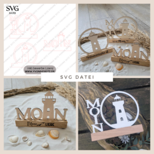 SVG Laser Datei Schriftzug für Klötzchen Easy Sticks MOIN Leuchtturm Heimathafen 3 Designs Lasercut