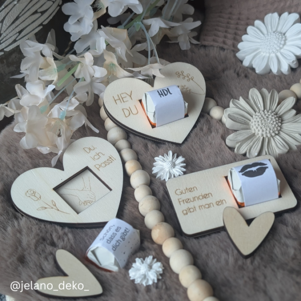 9 Designs verschiedene Anlässe Halter für Küsschen Schokolade als Gastgeschenk kleines Mitbringsel Dankeschön Gute Besserung Freundin Freunde SVG Laser Datei – Bild 9