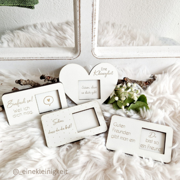9 Designs verschiedene Anlässe Halter für Küsschen Schokolade als Gastgeschenk kleines Mitbringsel Dankeschön Gute Besserung Freundin Freunde SVG Laser Datei – Bild 14