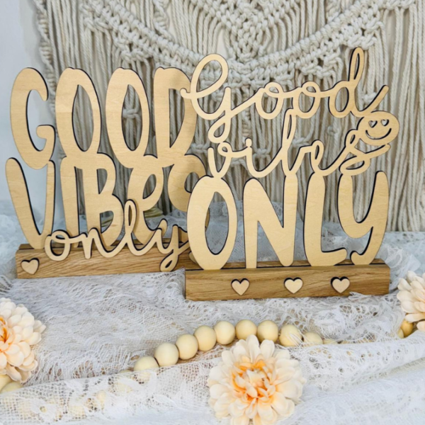 SVG Laser Datei Schriftzug für Klötzchen Easy Sticks Good vibes Only 2 Designs Lasercut – Bild 23