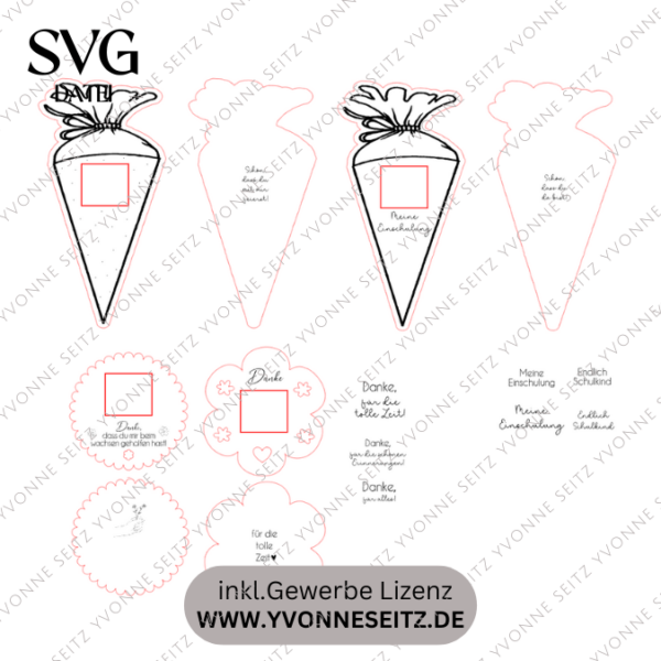 4 Designs Kindergarten Abschied und Einschulung Erzieherin Halter für Küsschen Schokolade als Gastgeschenk Dankeschön SVG Laser Datei – Bild 2