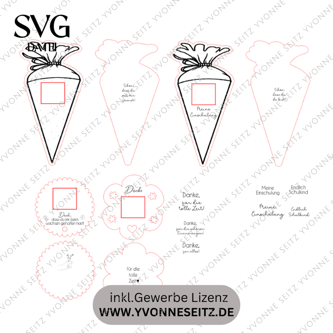 4 Designs Kindergarten Abschied und Einschulung Erzieherin Halter für Küsschen Schokolade als Gastgeschenk Dankeschön SVG Laser Datei – Bild 2