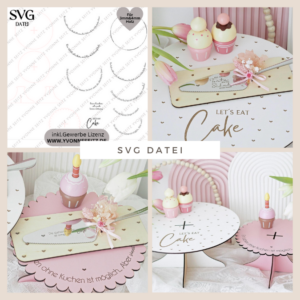 SVG Laser Datei - 3mm 4mm Ständer für Muffins Cupcakes Kuchenplatte Tortenplatte Kuchenständer Laserdatei