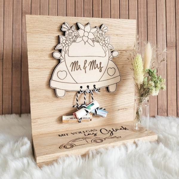 SVG Laser Datei - 3mm 4mm Hochzeitsauto Bulli Bus für Blumen oder Geldgeschenk Geschenkbox Hochzeitsgeschenk Hochzeit Flitterwochen Reiselust Laserdatei – Bild 7
