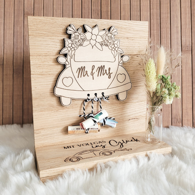 SVG Laser Datei - 3mm 4mm Hochzeitsauto Bulli Bus für Blumen oder Geldgeschenk Geschenkbox Hochzeitsgeschenk Hochzeit Flitterwochen Reiselust Laserdatei – Bild 7